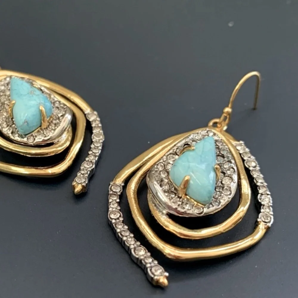 ALEXIS BITTAR • Roxbury Spiral Crystal Encrusted Turquoise Drop Earrings